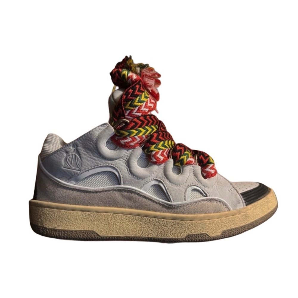 Lanvin White Leather Curb Sneakers